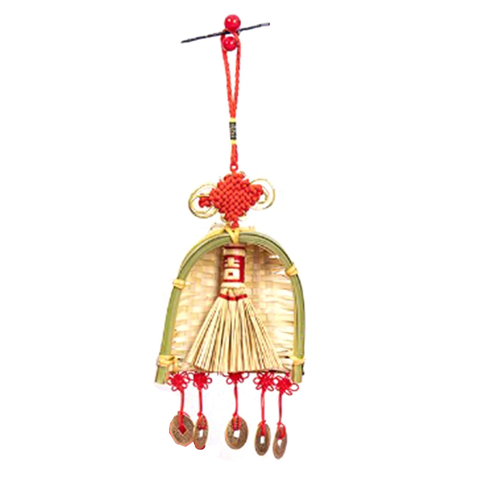 Broom Dustpan Decor Chinese Year Ornament Pendant New Tassel Hanging Decor Mini Fortune Broom Decoration B3