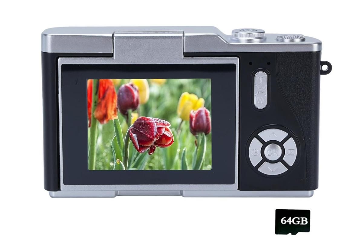 HD 1080P Flip Screen Retro Digital Camera 2.4-inch Display with 64GB TF Card - Black โ image 2