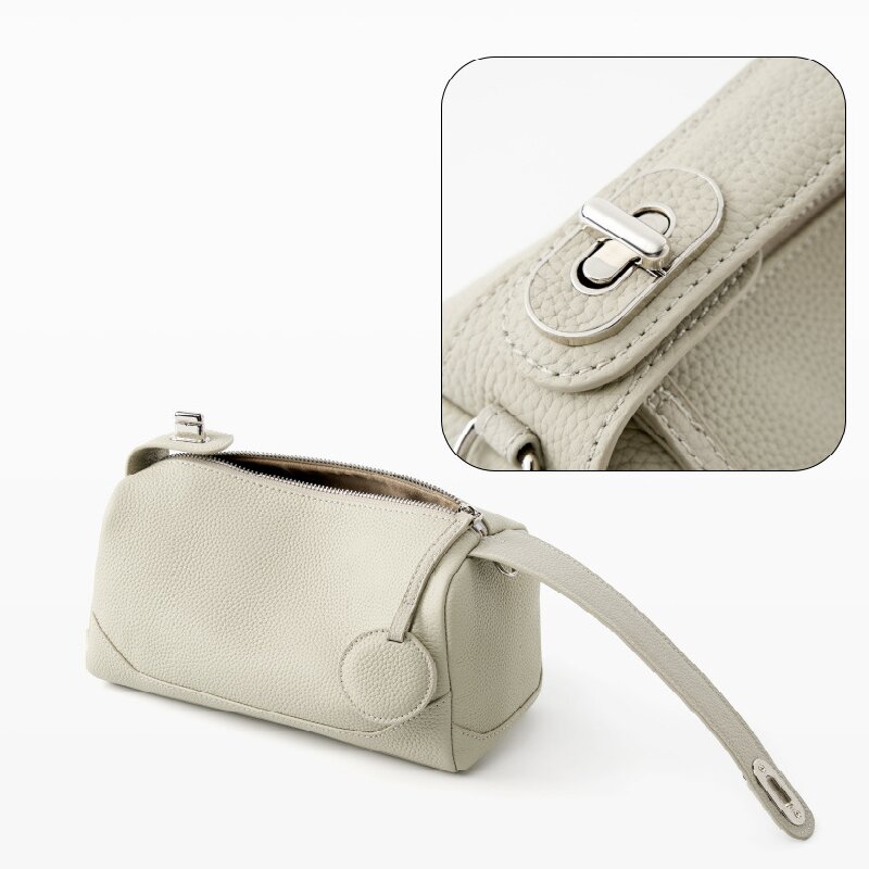 Caramel color Women Genuine First Layer Cowhide Boston Bag Fashionable Handheld Crossbody Shoulder Bag with 115cm Adjustable Strap โ image 2