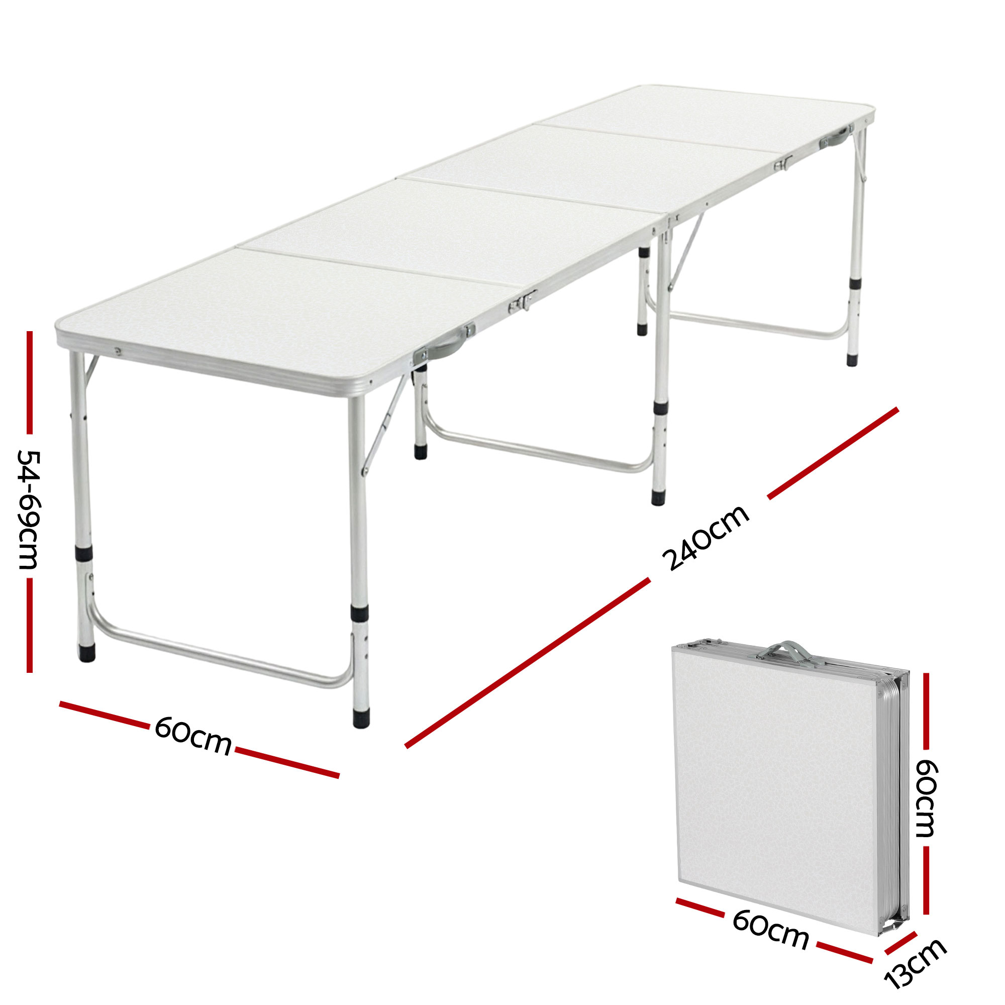 Weisshorn Folding Camping Table 240CM Portable Outdoor Picnic BBQ Aluminium Desk — image 2