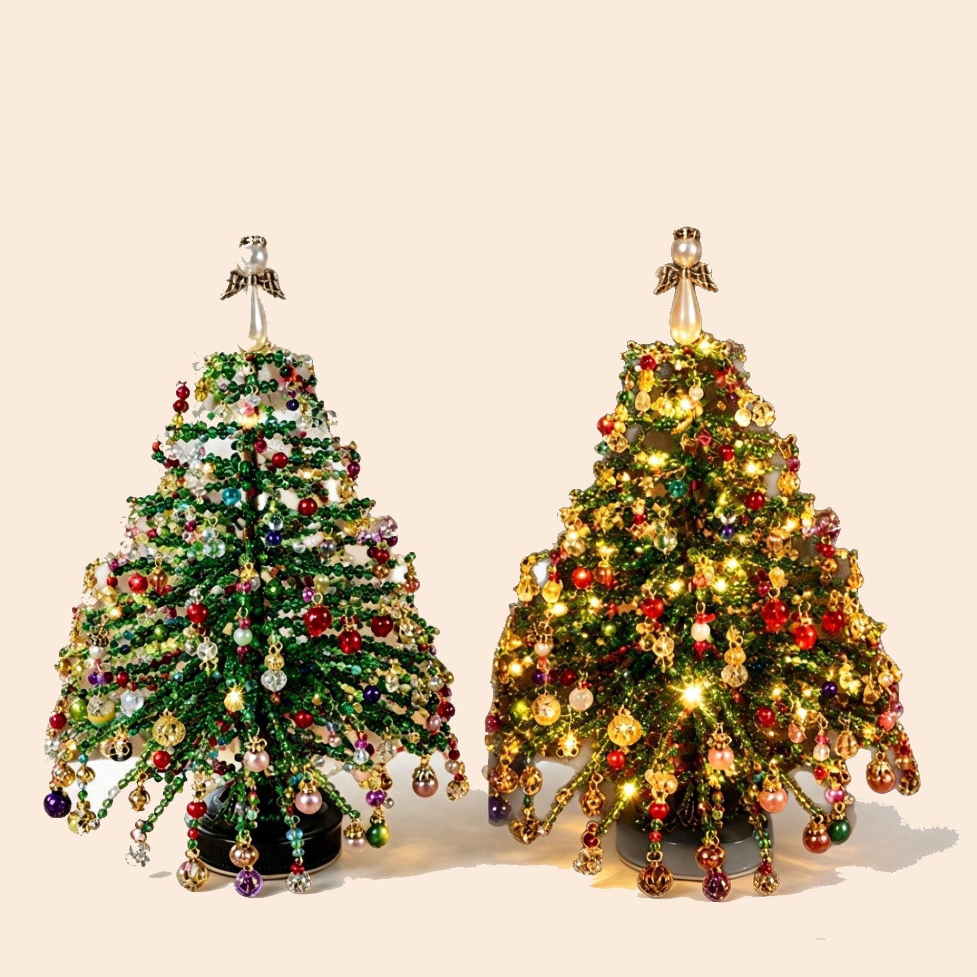 DIY Beaded Christmas Tree Kit with LED Light Strings, Christmas Halloween Tabletop Decor, Therapeutic DIY Handcraft, Create Warm Festive Atmosphere — image 5
