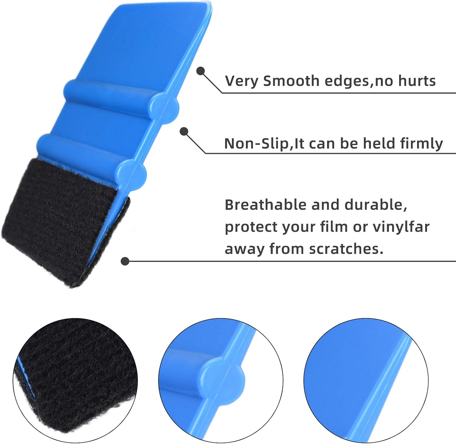 Durable Black Felt Edge Vinyl Squeegee Tool 4-Inch, Car Vinyl Film Wrapping Decal Window Tint Work, Professional Scratch Free Squeegee (Pack of 3) — image 3