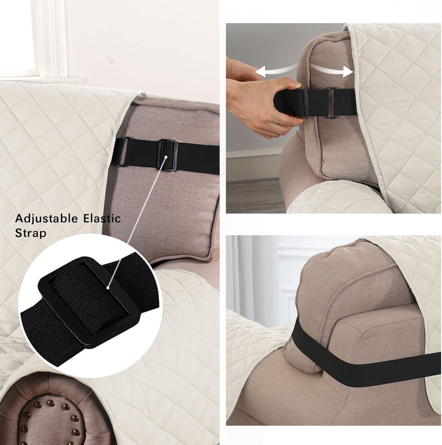 Chair Slipcover Reversible Chair Cover Water Resistant Couch Cover Washable Chair Cover Non-Slip Fabric Furniture Protector with Elastic Strap for โ image 4
