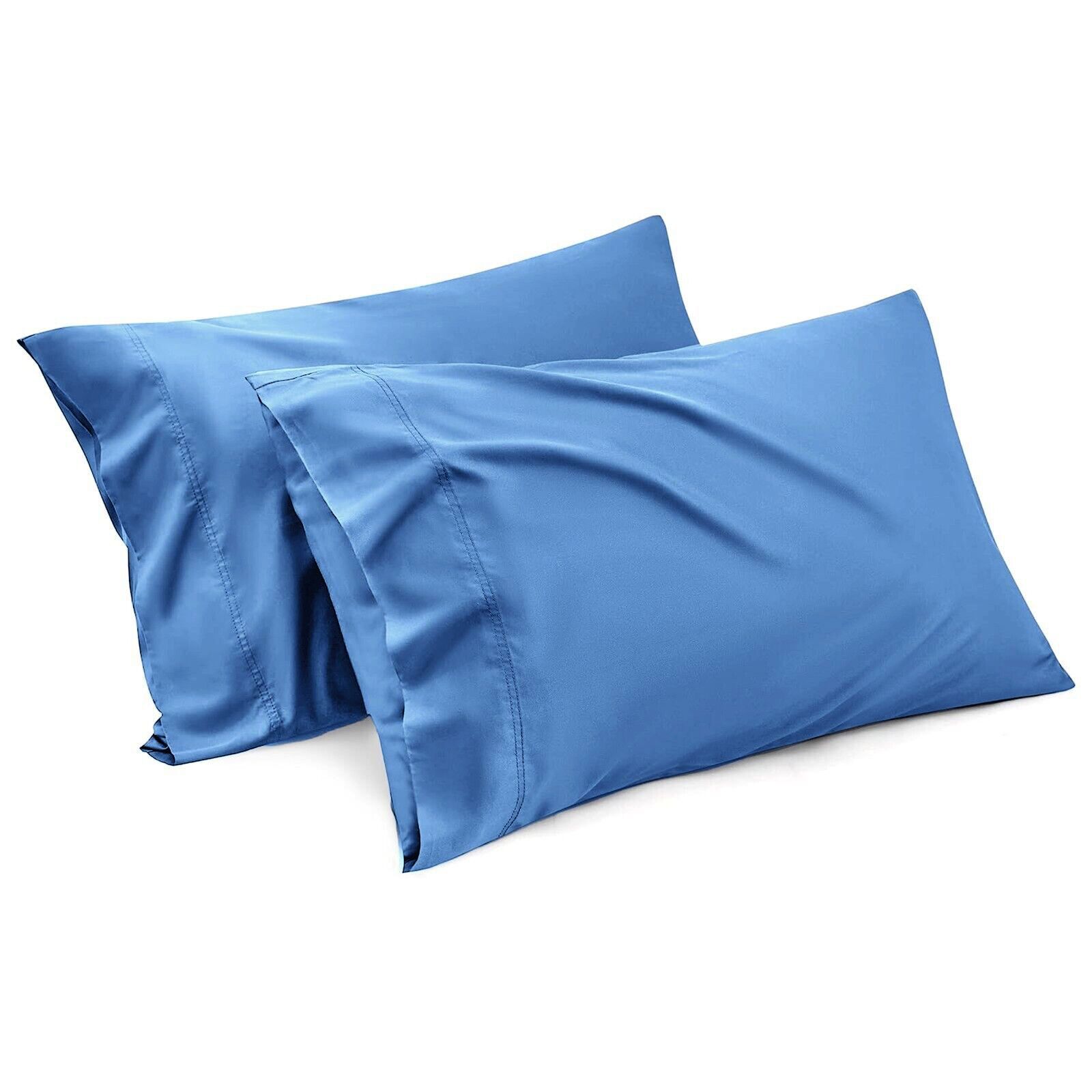 1000TC Ultra Soft Microfiber Pillowcases,Pair of Standard Pillow Covers,(Ocean, Standard Size, 48x74 cm)
