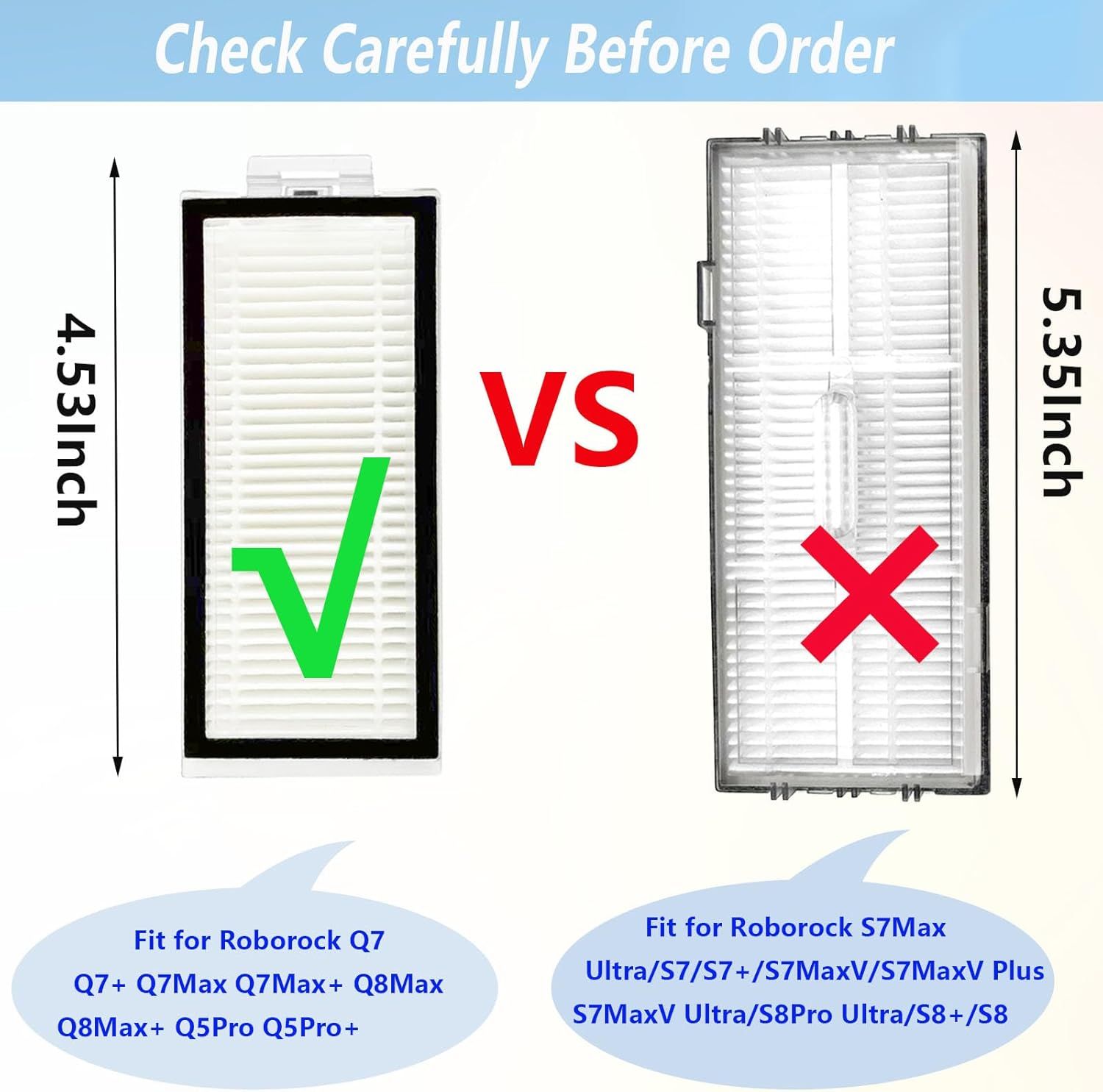 Vacuum Filter Replacement Compatible with Xiaomi Roborock Q7 Q7+ Q7 Max Q7 Max+ Q5 Pro and Q5 Pro+ Robot Vacuum Cleaner (Not Fit for Q5 Q5+ S8 Pro Ultra S8+ โ image 2