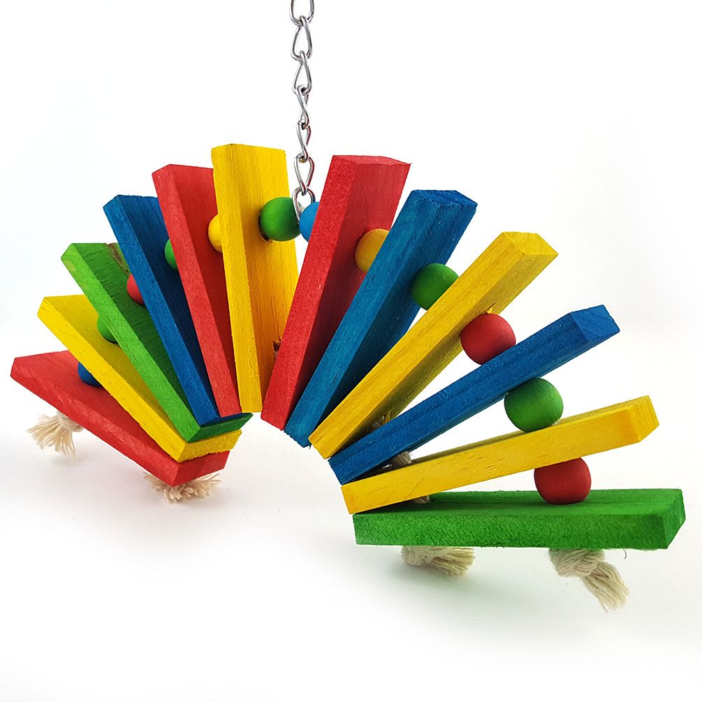 Bird Chew Toys - Parrot Cage Bite Toy Wooden Blocks Bird Parrot Toy for Small and Medium Cockatoos and Various Birds โ image 5