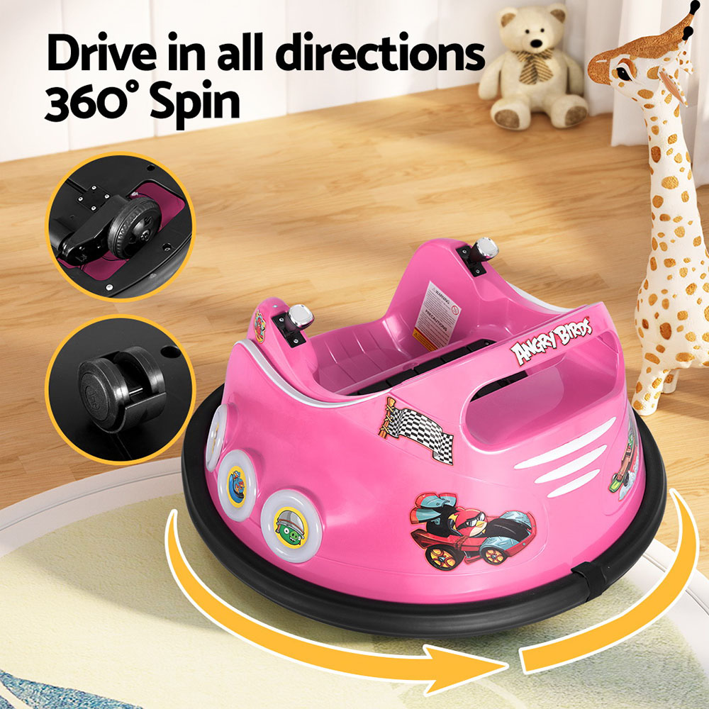 Kids Ride On Car Bumper Electric Ride On Cars Light Remote Angry Birds Sticker Pink โ image 6