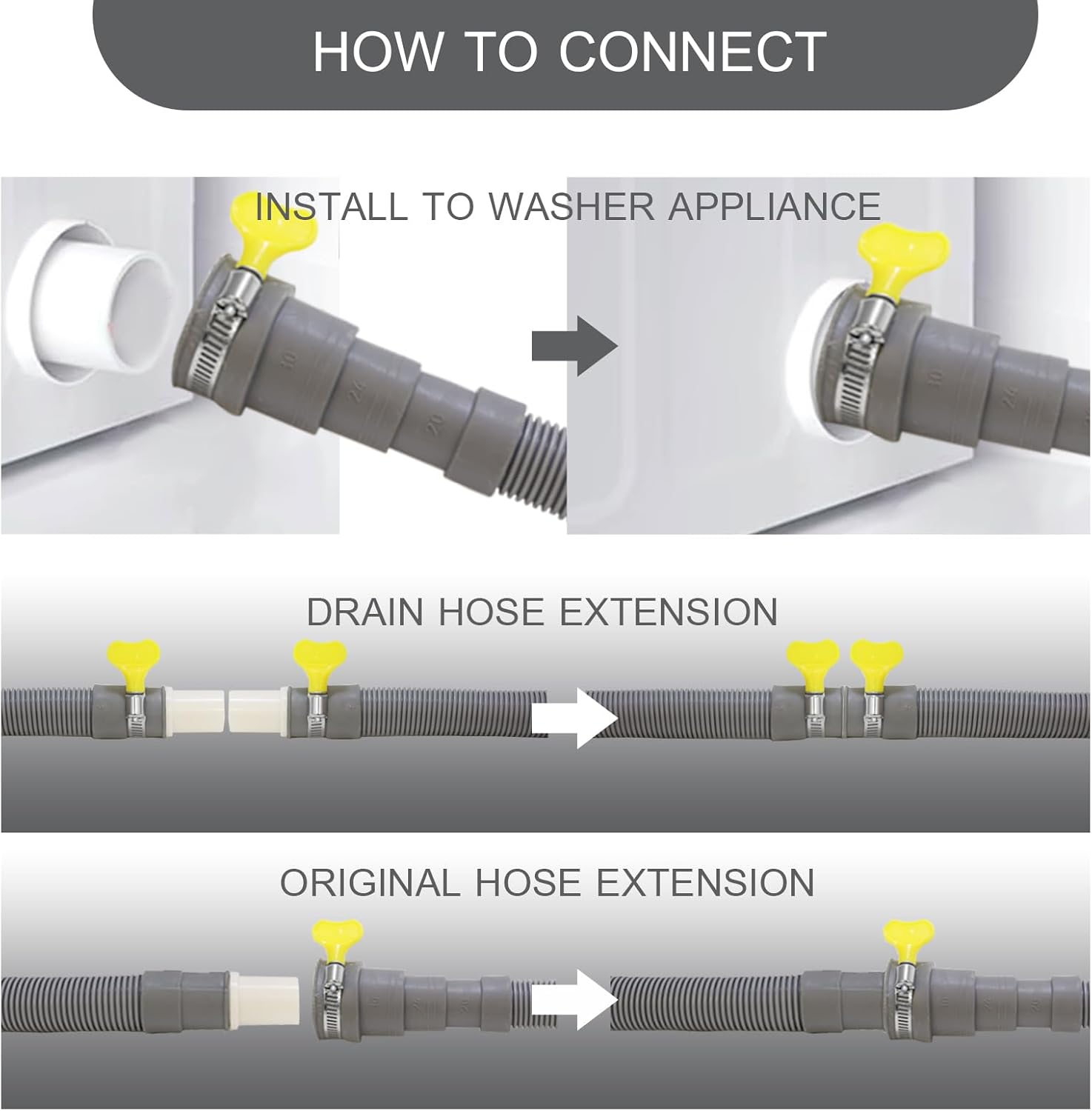 10 feet (3 Meters) Hose Universal Washing Machine Drain Hose Flexible Dishwasher Drain Hose Extension Corrugated Washer Discharge Hose Kit โ image 6