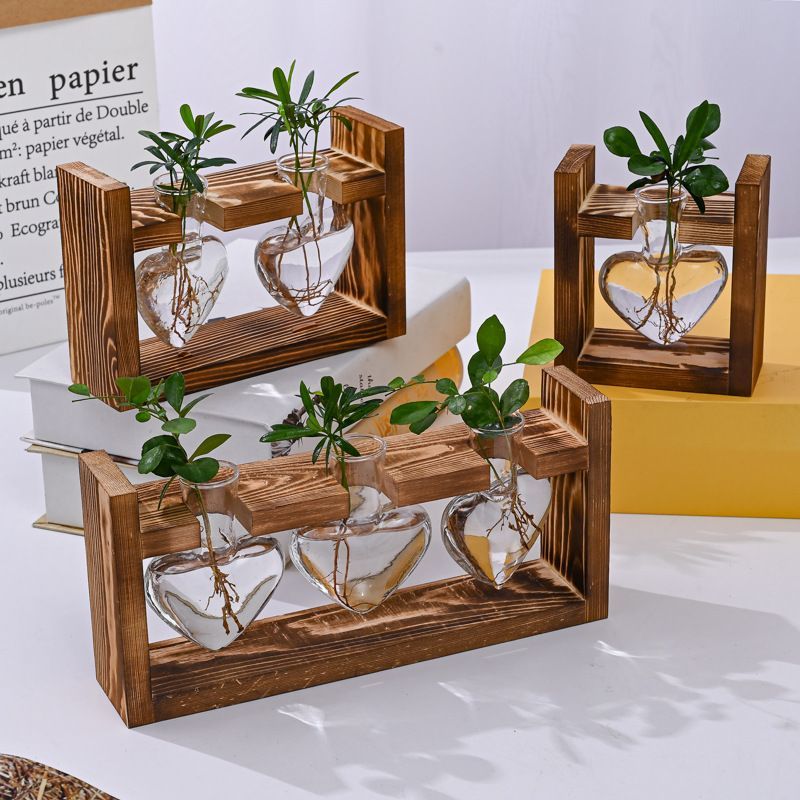 HydroponicWoodenFramewithSnap-On-Heart-ShapedTripleBottle โ image 2