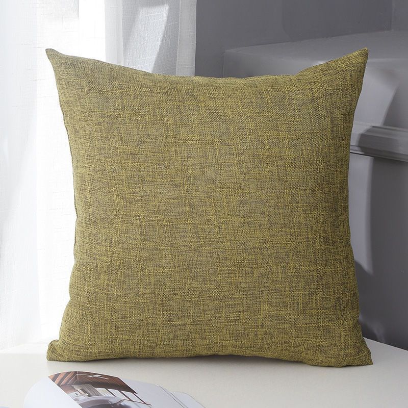 Le Su Cotton Linen Cushion Solid Color with Core 66# Olive Green 40*40-pillowcase 420g thick pillow core