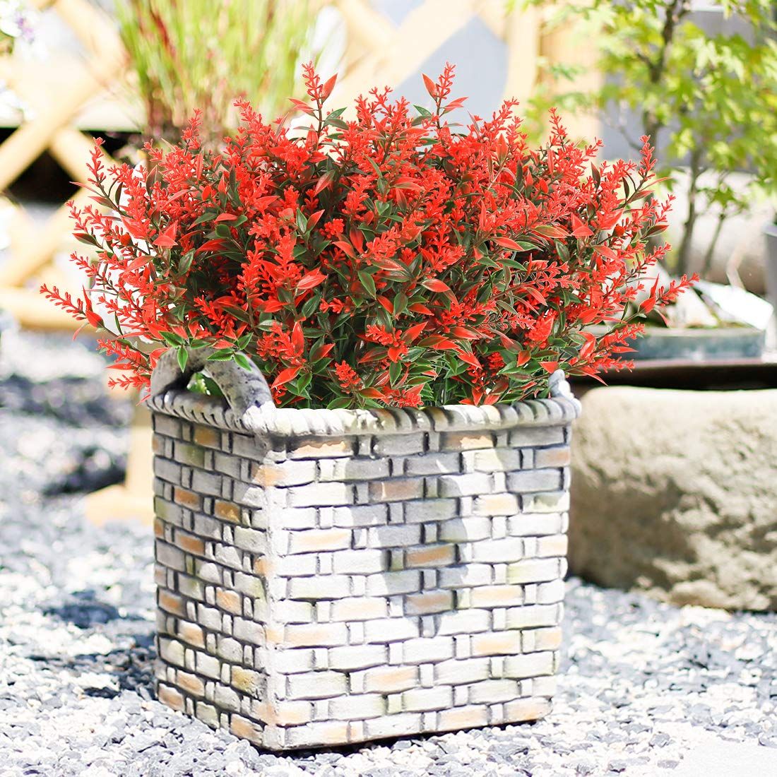 Artificial Lavender Flowers Plants UV Resistant Faux Outdoor Plastic Greenery Shrubs Plants Hanging Planter Kitchen-8pcs — image 3