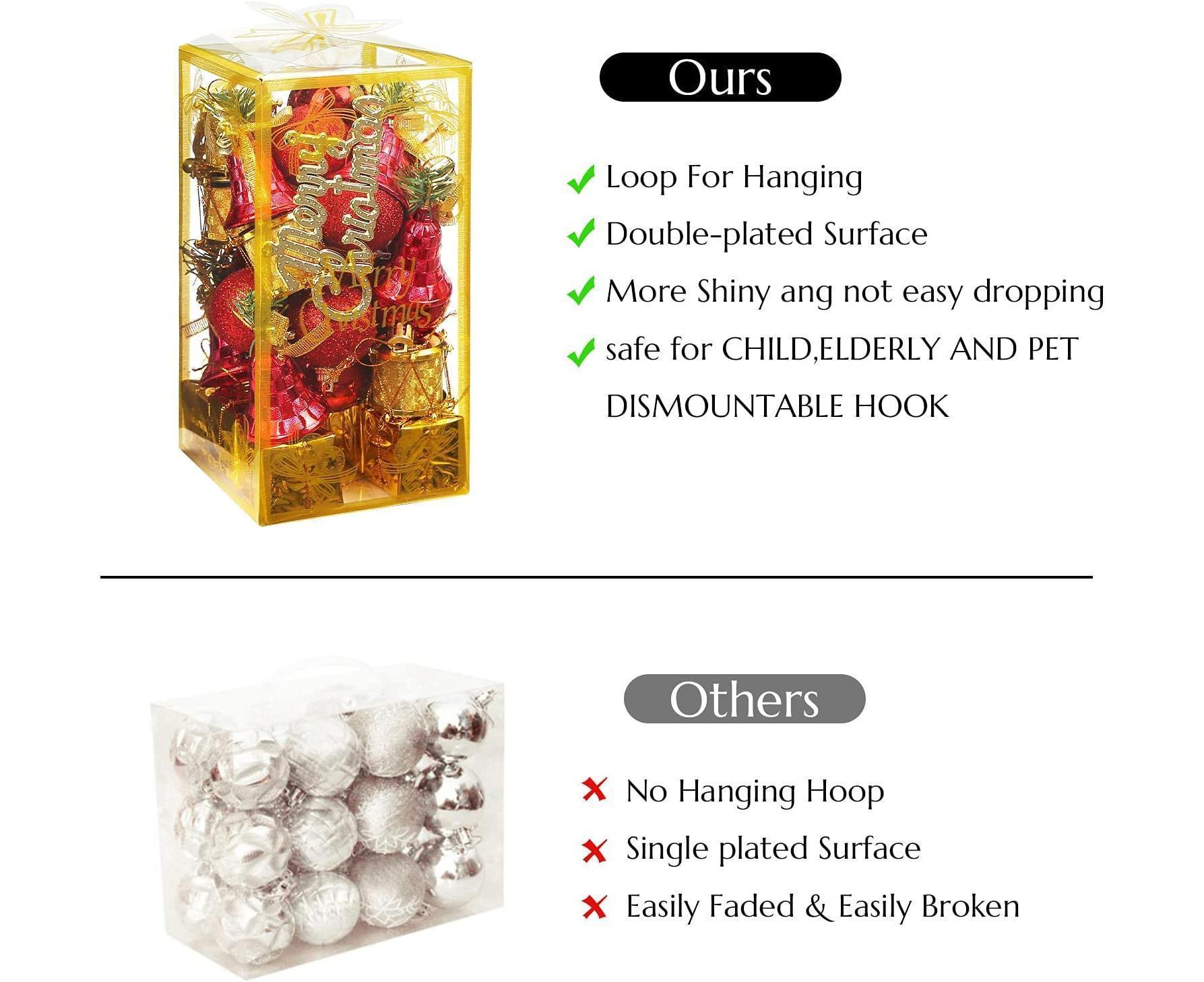 Christmas Tree Ornaments Set, 32PCS Mini Christmas Red and Gold Ball Ornaments Decoration for Christmas Trees โ image 4