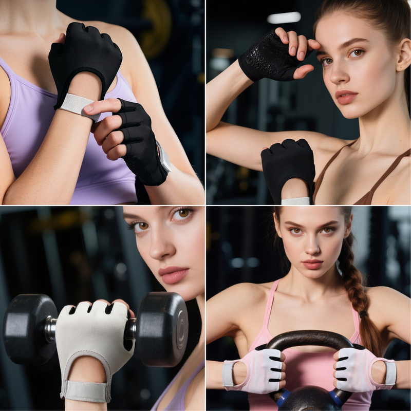 Purple Gradient - Size S - Women's Gradient Print Half-Finger Fitness Gloves, Silicone Anti-Slip Breathable Gloves for Yoga and Cycling — image 6