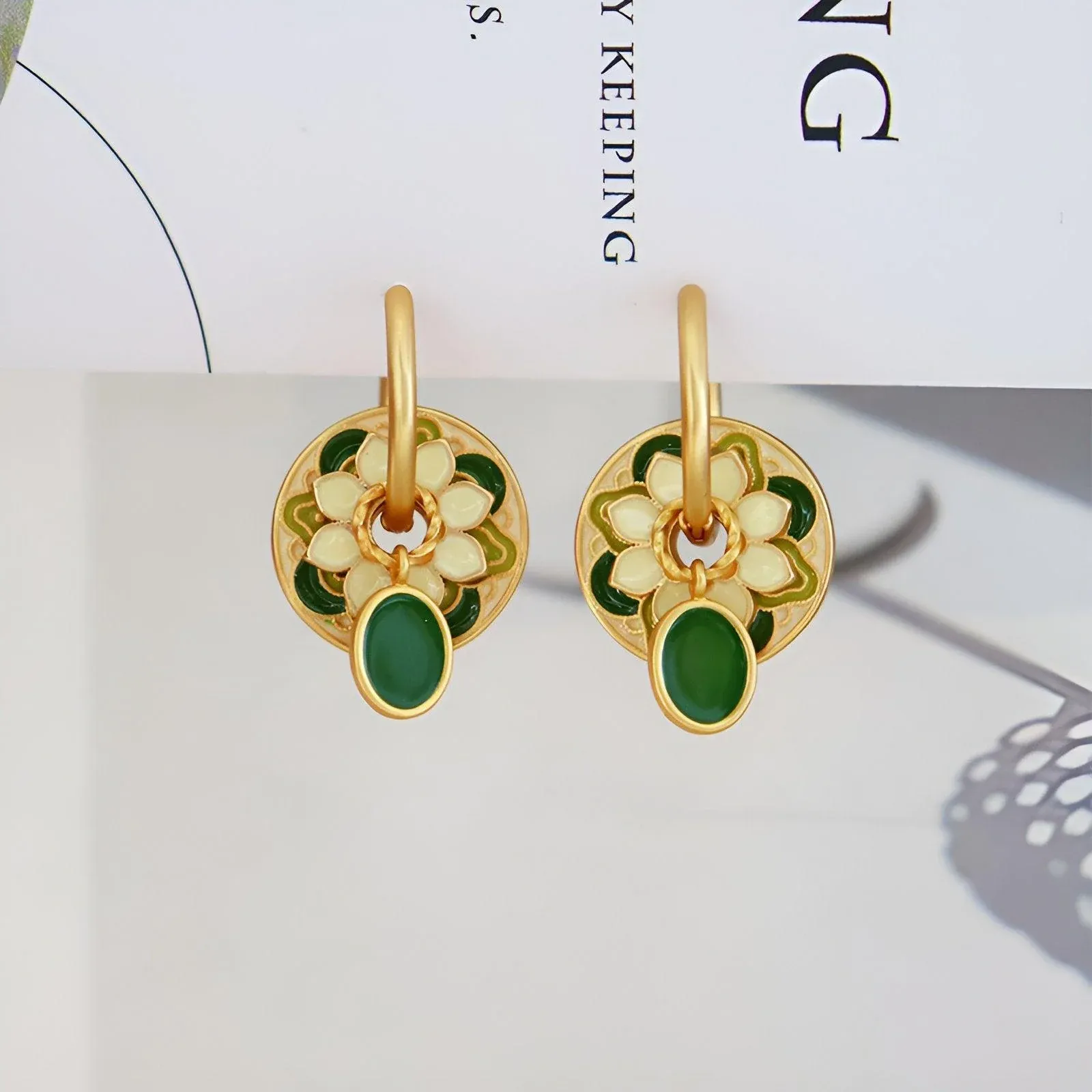 Chinese Vintage Colourful Flower Earrings Spring Jewelry for Women Fashion — image 6