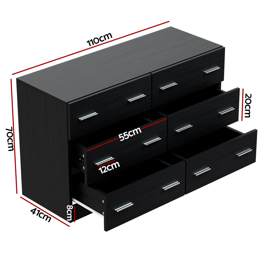 Artiss 6 Chest of Drawers - VEDA Black โ image 4