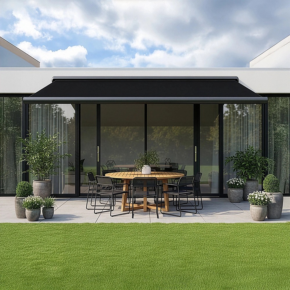 5.0m x 3.0m Retractable Folding Arm Awning Heavy Duty Full Cassette Motorised โ image 2