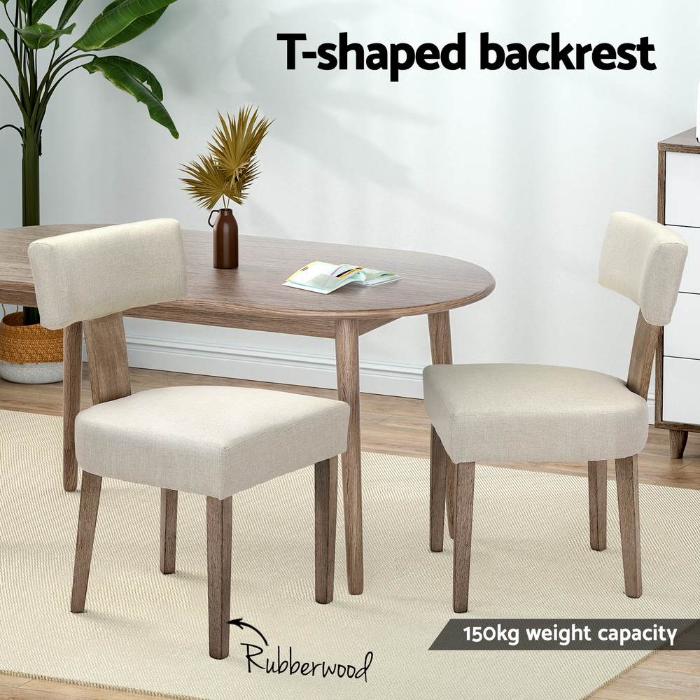 Artiss Dining Chairs Set of 4 Linen Fabric Wooden Beige — image 4