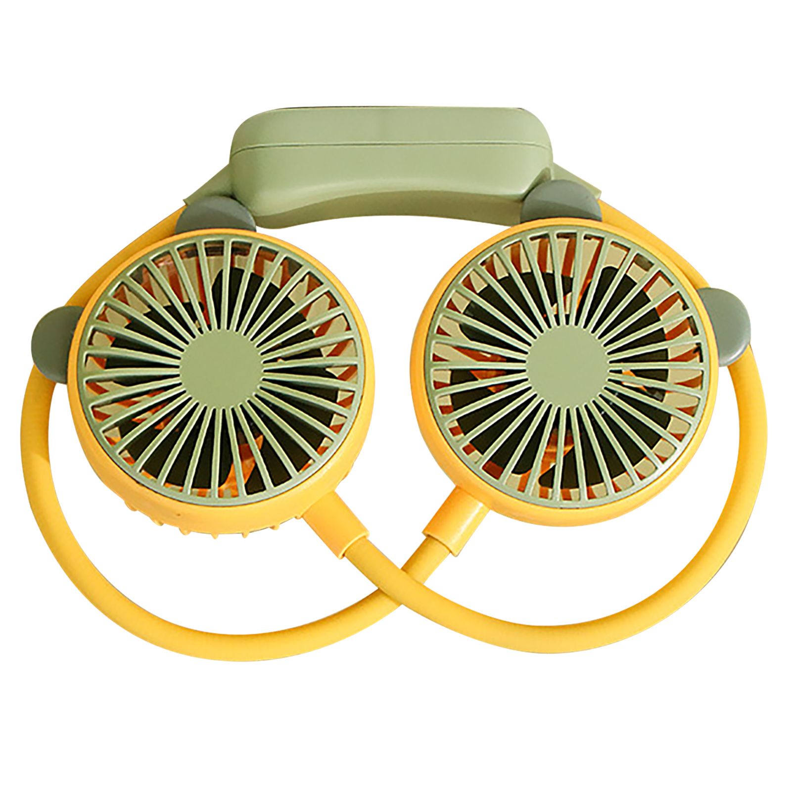 Portable Neck Fan Bendable Wearable USB Rechargeable Hand Free Mini Hanging Fan for Office Travel Yellow โ image 2