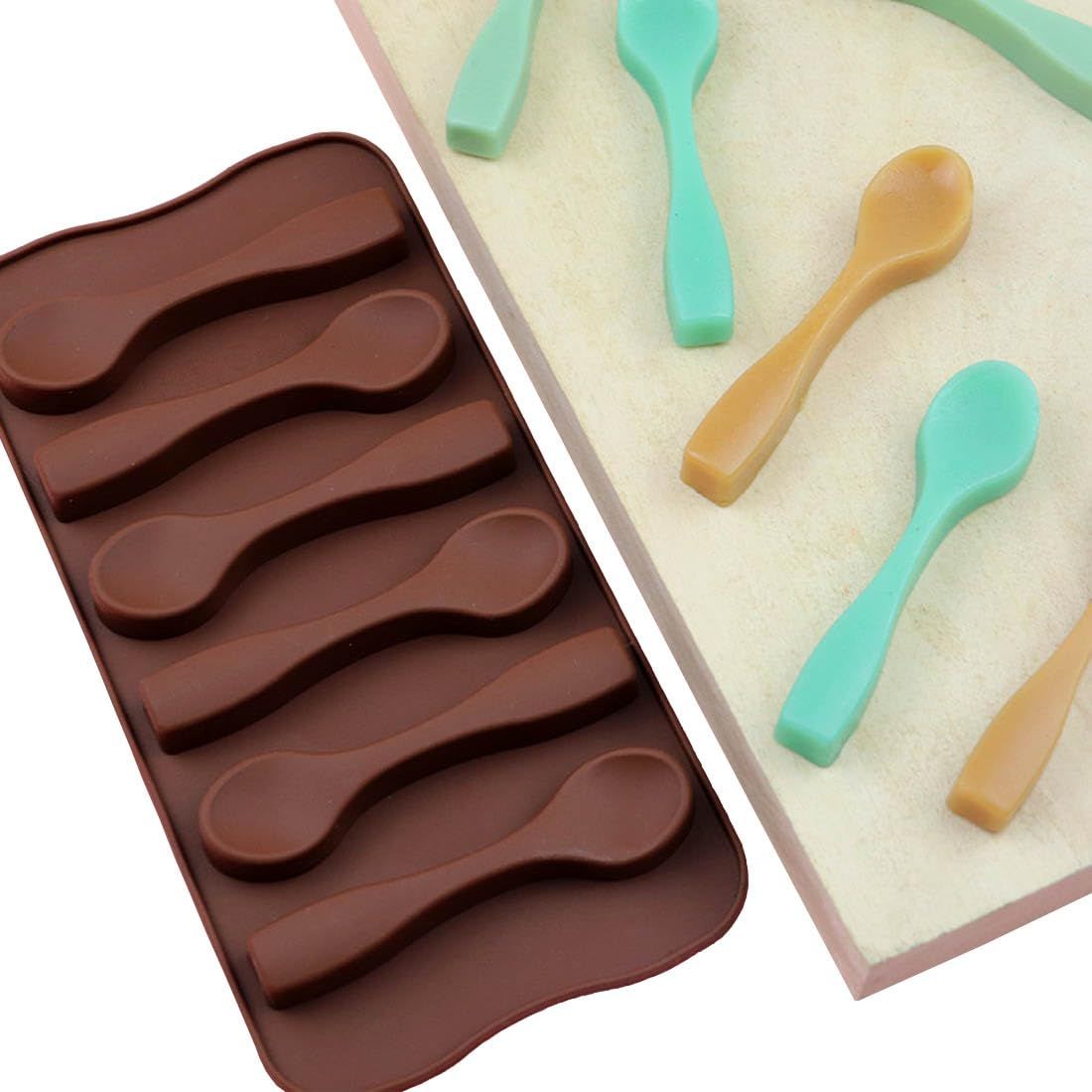 Silicone Spoon-Shaped Chocolate Mold 1PCS Ice Cube Tray for Baking, Soap, Candle, Birthday Cake Decoration and Jelly โ image 4