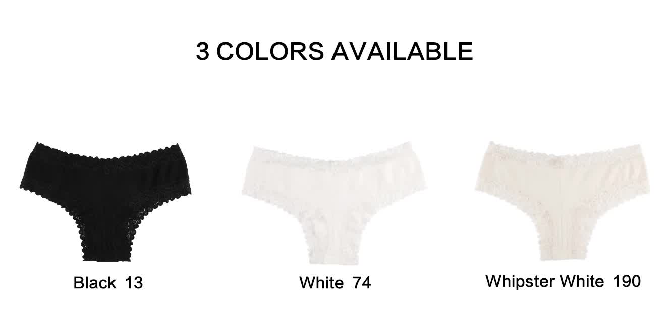 Size S Lace-Trimmed Cotton Panties – 3-Pack in Black, White, and Nude — image 2