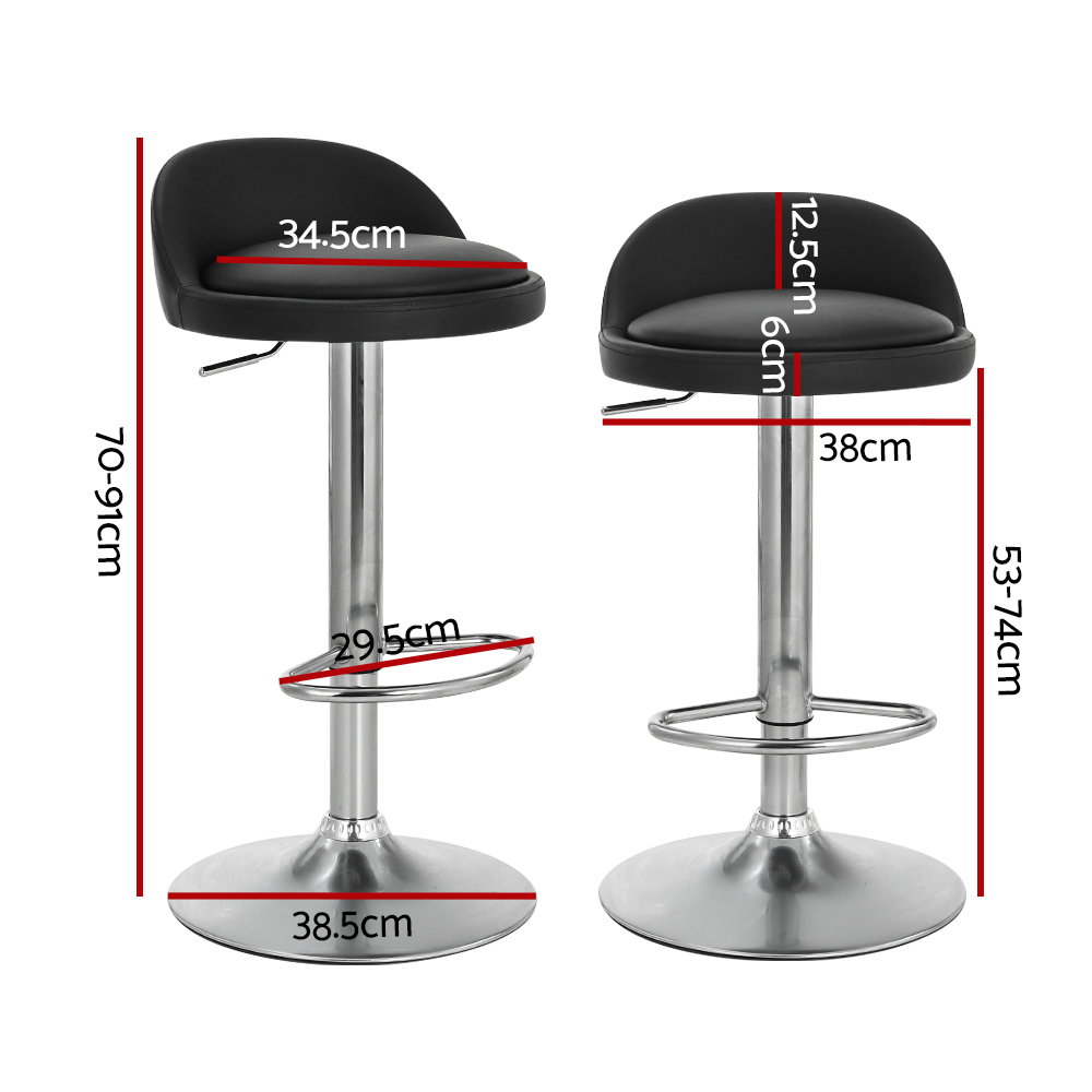 Artiss 2x Bar Stools PU Leather Gas Lift Black โ image 2