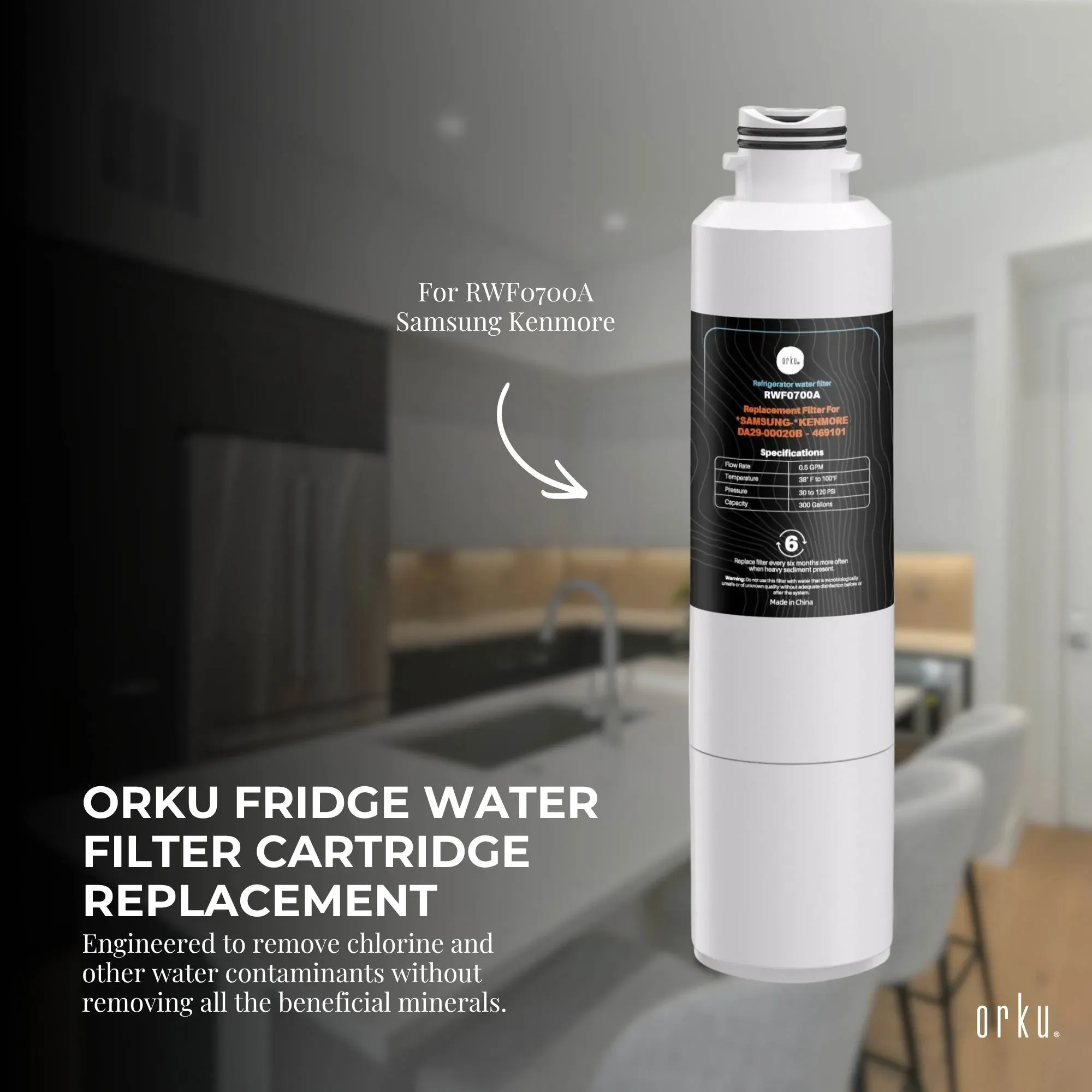 Orku Fridge Water Filter Cartridge Replacement for RWF0700A Samsung Kenmore — image 2