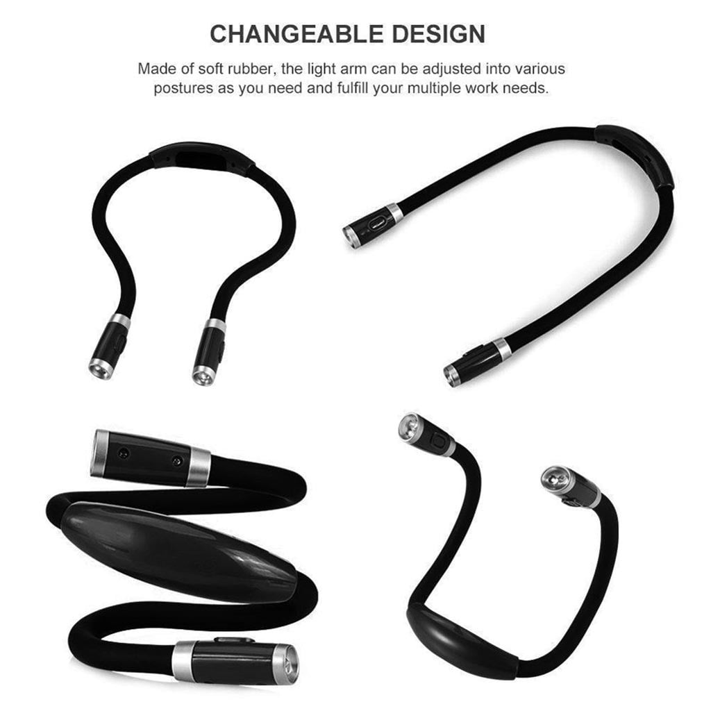 Rechargeable LED Neck Reading Light, 3 Modes Neck Reading Lamp, Hands Free Flexible Torch, U-Shaped LED Light with Soft Silicone Arms Comfortable Wear, for — image 4