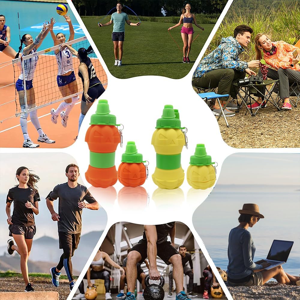 Collapsible silicone water bottle - 600 ml/20 oz - portable and lightweight - ideal for outdoor walks and indoor sports - handy for travel — image 5