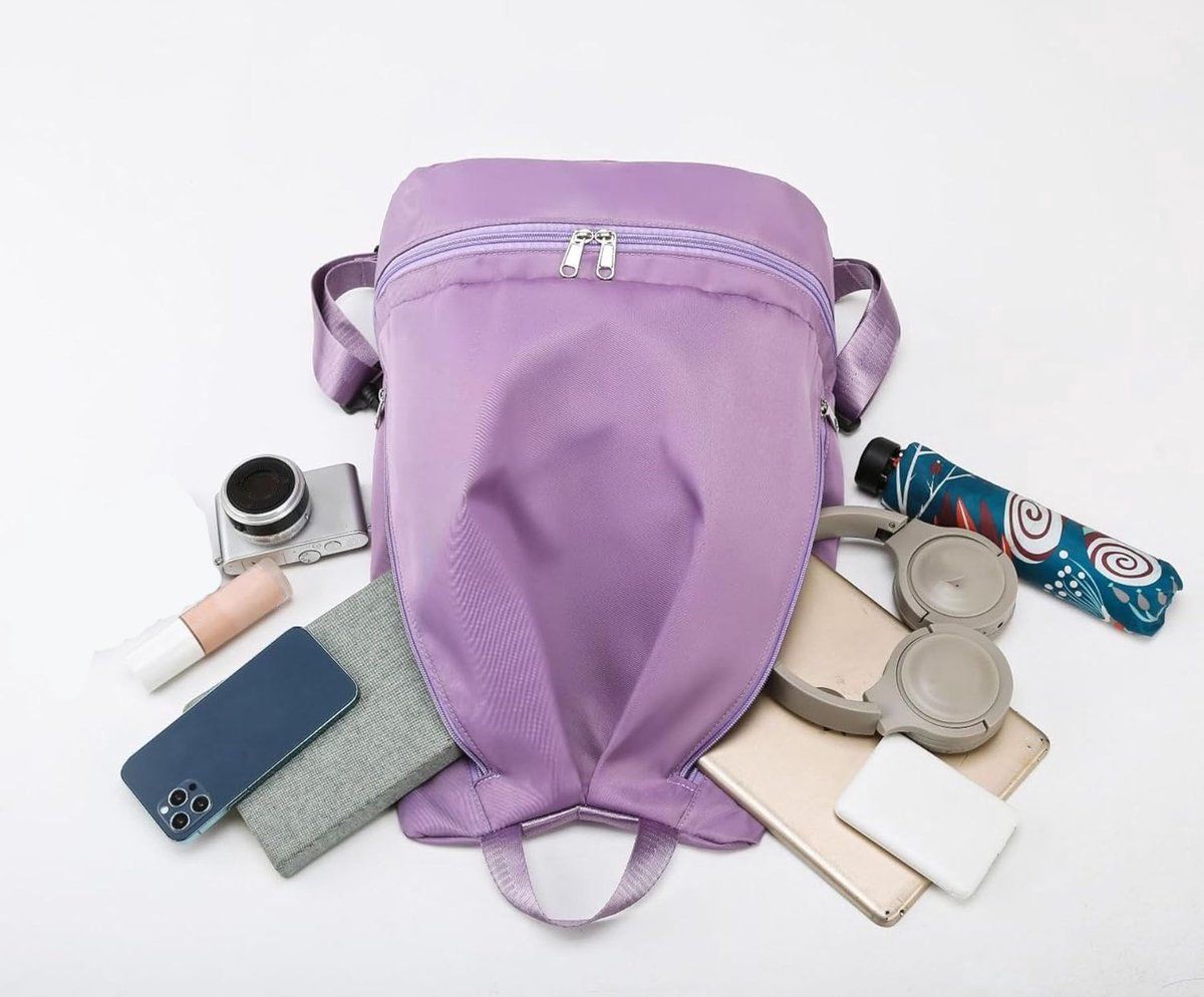 Women Swim Backpack With Wet Dry Compartment And Ventilated Shoe Pocket, Foldable Odor Resistant Gym Bag For Pool Travel, Violet — image 2
