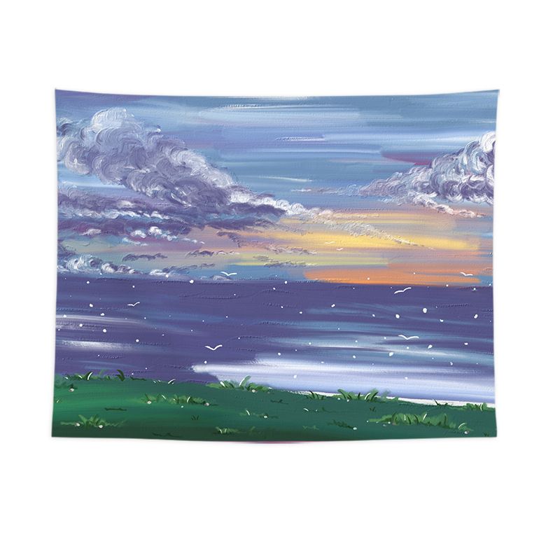 Sunset over a meadow Wall Tapestry 200 × 150cm - Soft Plush Fabric Hanging for Bedroom, Living Room, Dorm Decor - Includes Mounting Kit for Easy Installation
