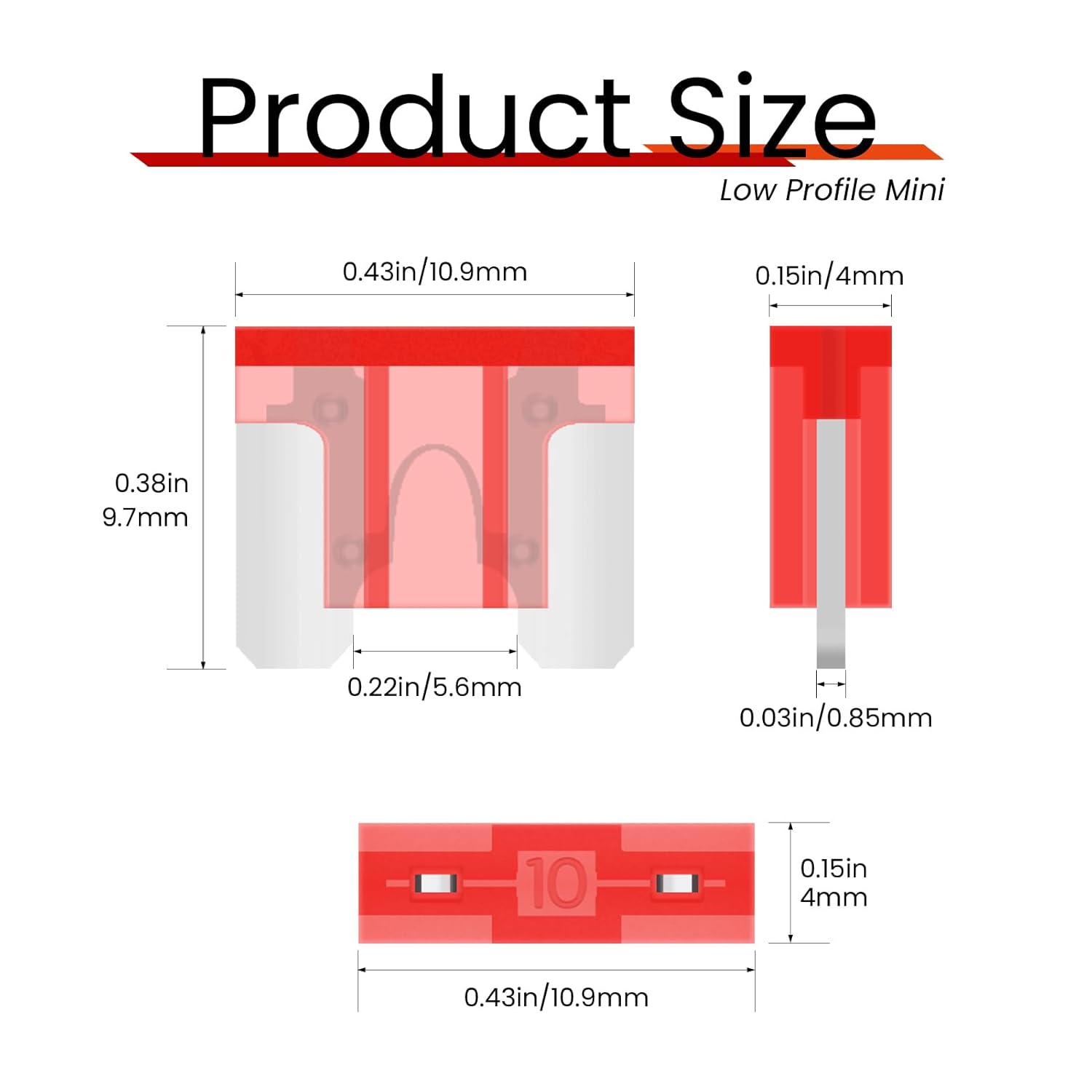 (25Pcs) 10 Amp Low Profile Mini Car Fuses, 10A Automotive Fuse, Blade Fuse for Car/RV/Truck/SUV/Motorcycle/Boat โ image 3