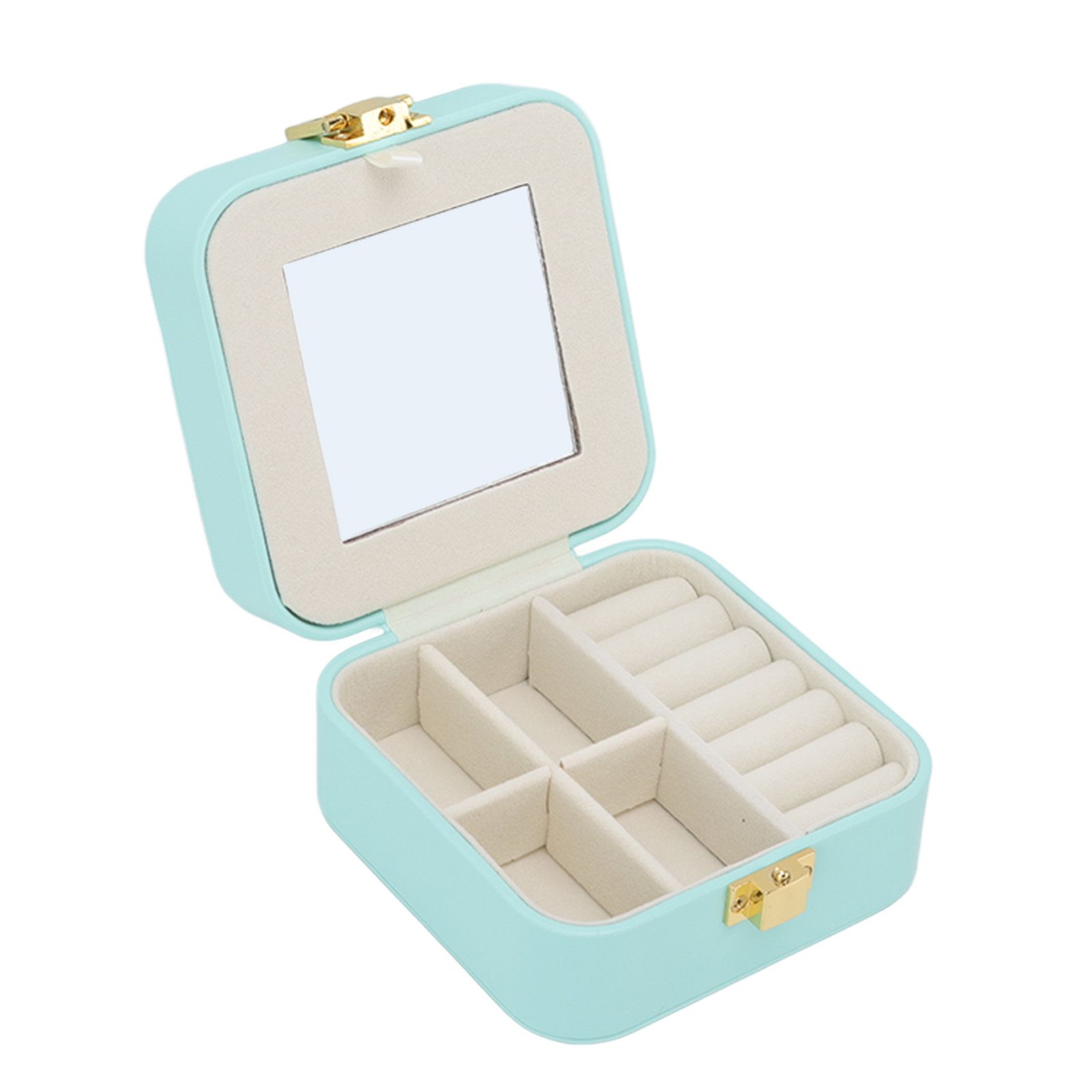 Jewelry Case Small Jewelry Box Organizer Display Storage Portable for Rings and Earrings Mint Green โ image 2