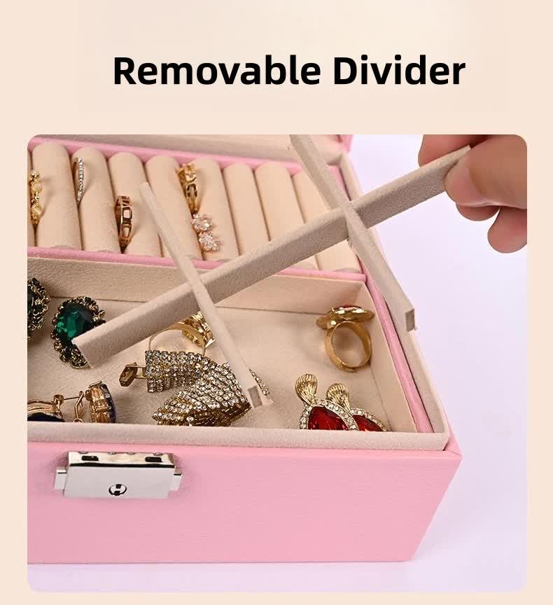 Luxury Jewelry Organizer Box - Elegant Multi-Compartment Storage Case (Pink)23 × 17 × 8.8cm — image 4