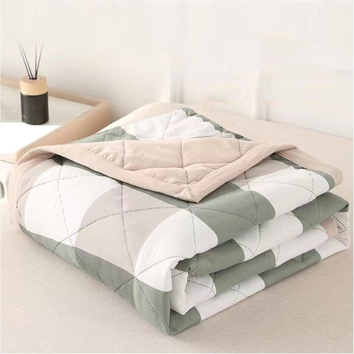 Cooling Quilt, Thin Quilts Summer Lightweight Comforter, Full Washed Cotton, Machine Washable, Soft Comfy Breathable Sleep Blanket for Hot Sleeper, Ultra-Cool