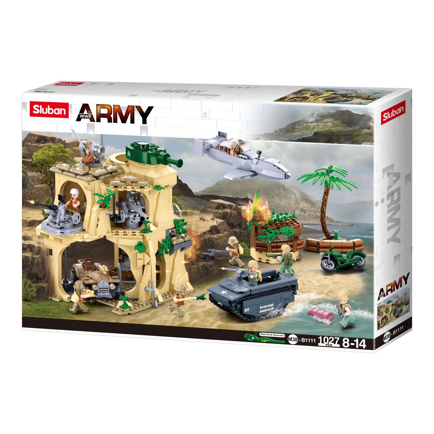 Sluban B1111 Model Kit WWII Battle of Iwo Jima Island Bunker Landing Craft Army Military Base Diorama Blocks DIY Set Toy โ image 2