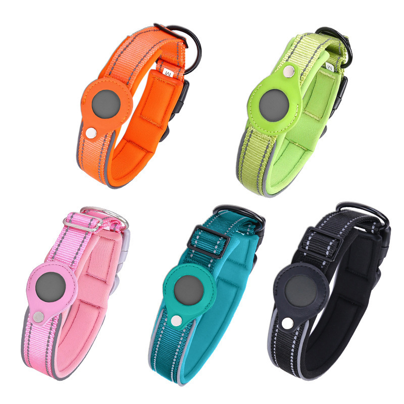 Size L Green Reflective Adjustable Anti-Lost Pet Collar (For Apple AirTag - Collar Only, Tracker Not Included) — image 2