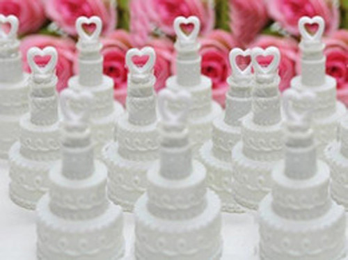 100 Pack Wedding Cake Blow Bubble Bottles White Plastic 6cm High Bomboniere Favour Guest Gift — image 6