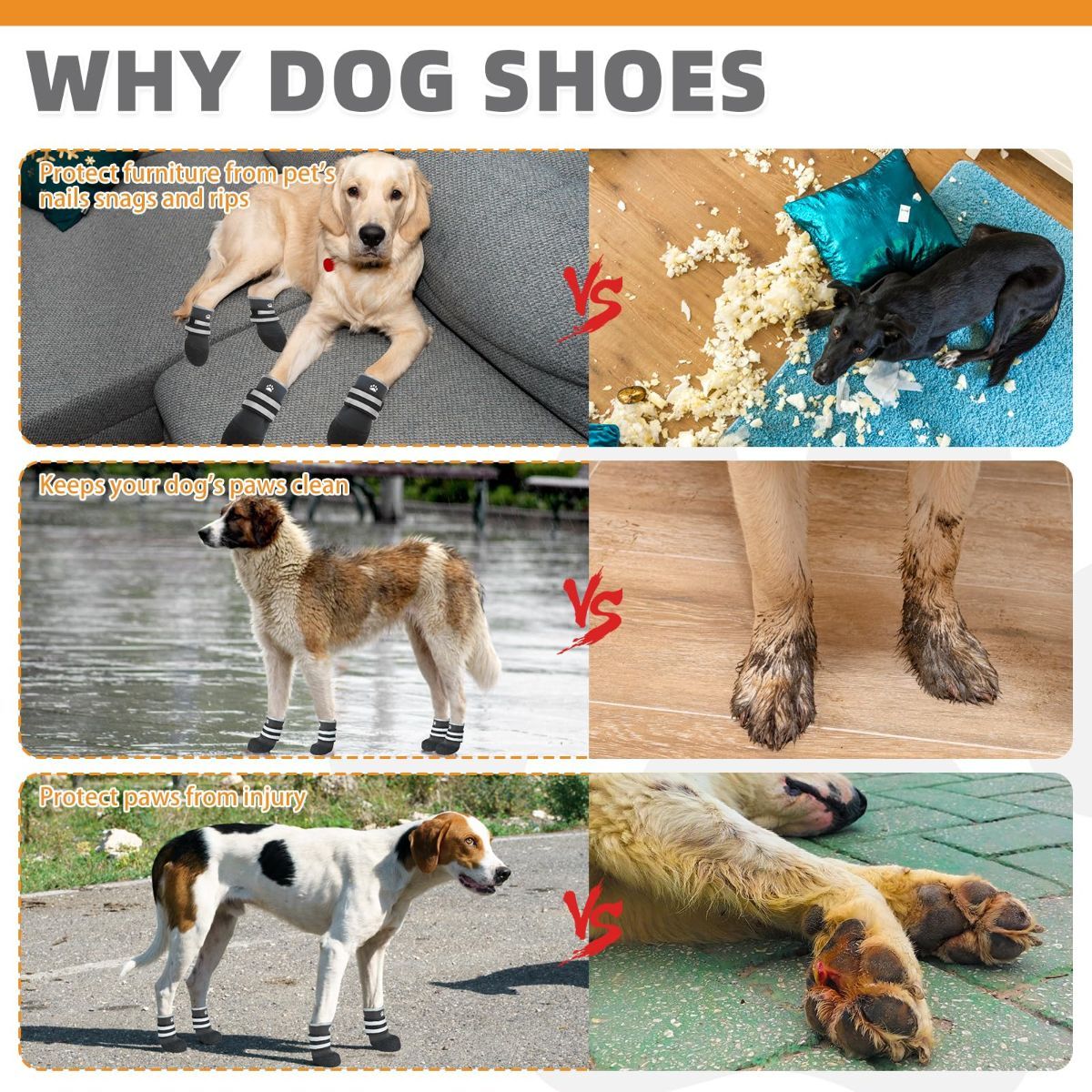 Dog Shoes for hot/Cold Pavement, Waterproof Dog Booties to Prevent Licking for Small Medium Large Size Dogs, Anti-Slip Dogs Boots & Paw Protectors — image 5