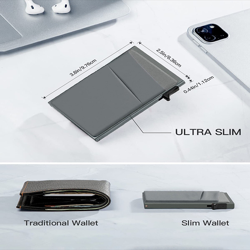 Grey Ultra-Slim RFID Blocking Pop-Up Wallet - Automatic Card Holder with Metal Case & Secure Screw Base โ image 5