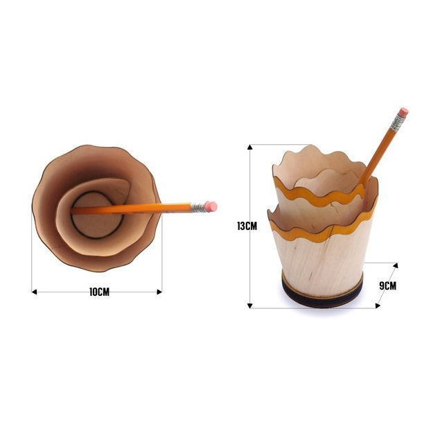 2PCS Red Creative Wooden Pencil Shaving Pen Holder - Novelty Desk Organizer & Stationery Storage โ image 2