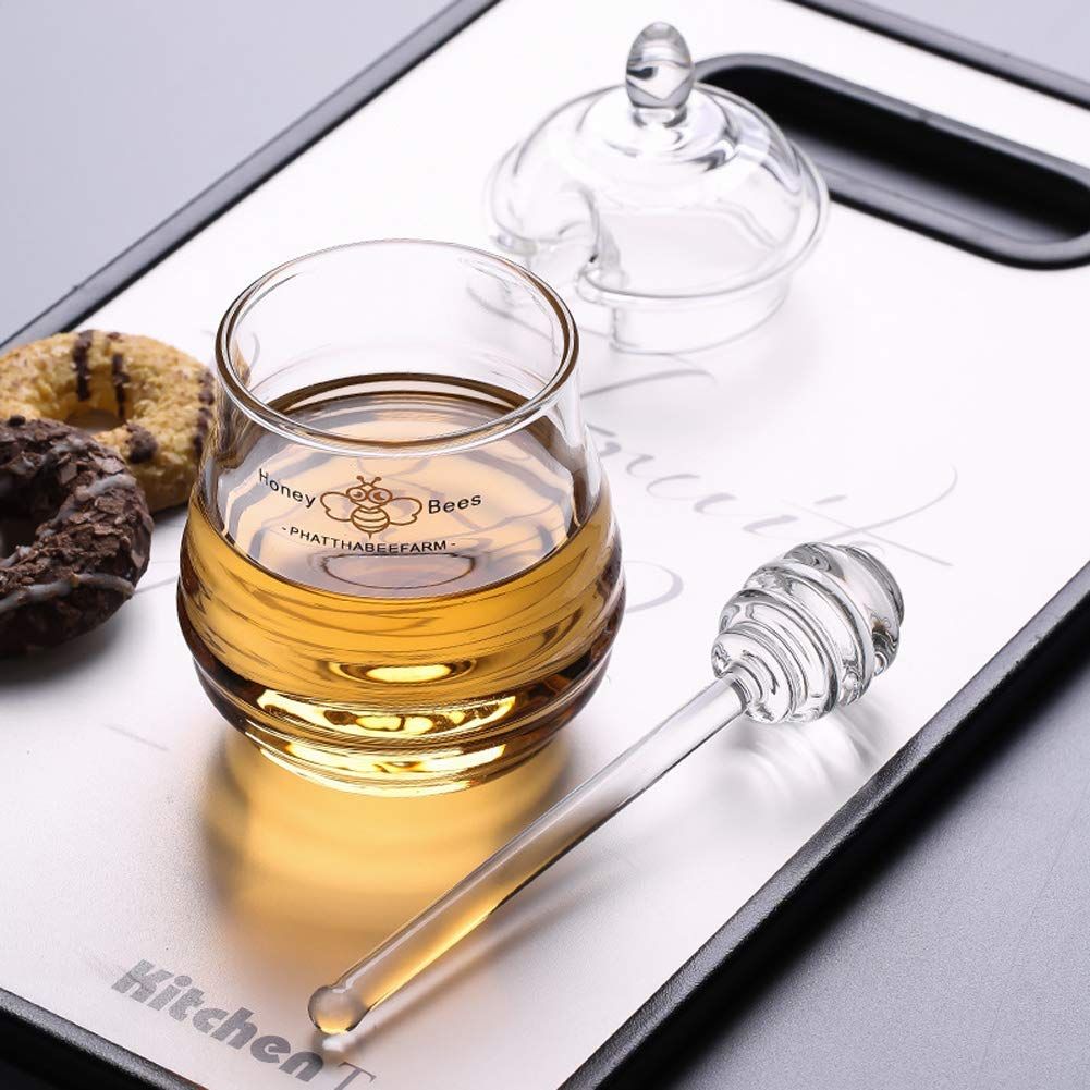 2Pcs 6" Glass Honey Dipper Sticks Stirring Sticks Server Honey Spoon Dipper Stirrer Honey Wand for Honey Pot, Clear — image 3