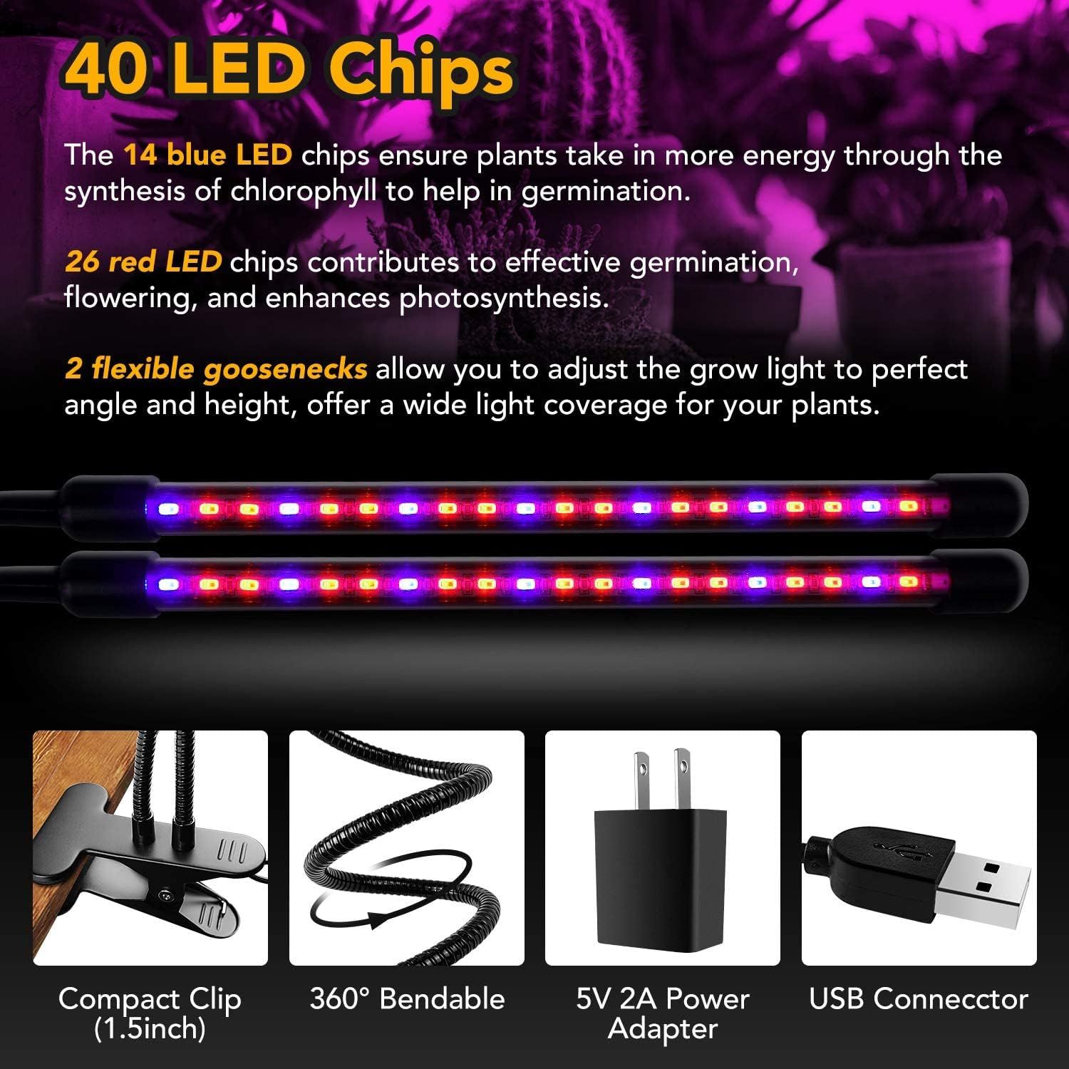 LED plant growth light, plant light clip, timed full spectrum sunlight, succulent flower herb seedling supplement light — image 5