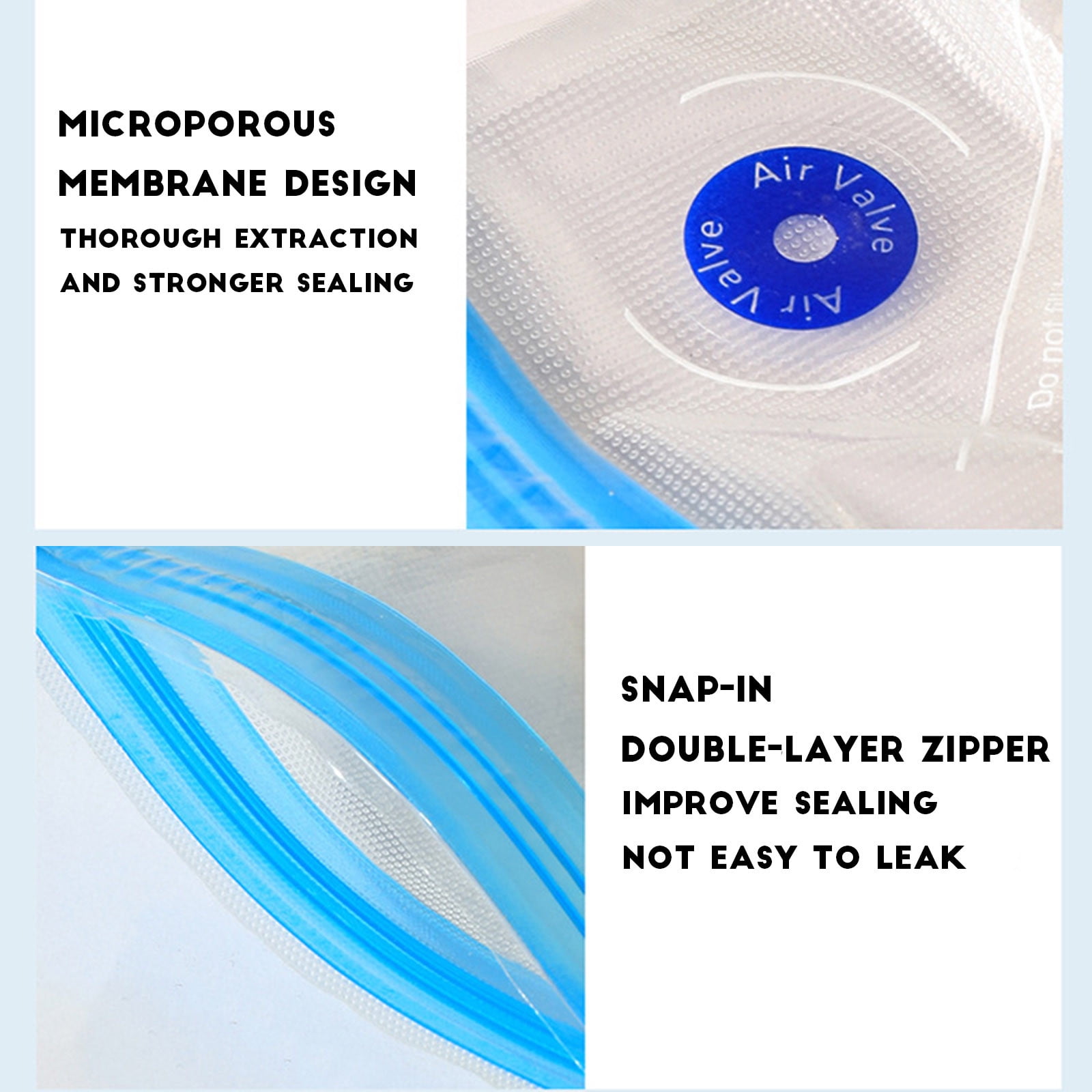 10 Pieces Reusable Vacuum Food Storage Bags with Double Zip Seal, BPA Free Space Saving Bags for Food, 30 x 34 cm, Clear โ image 4