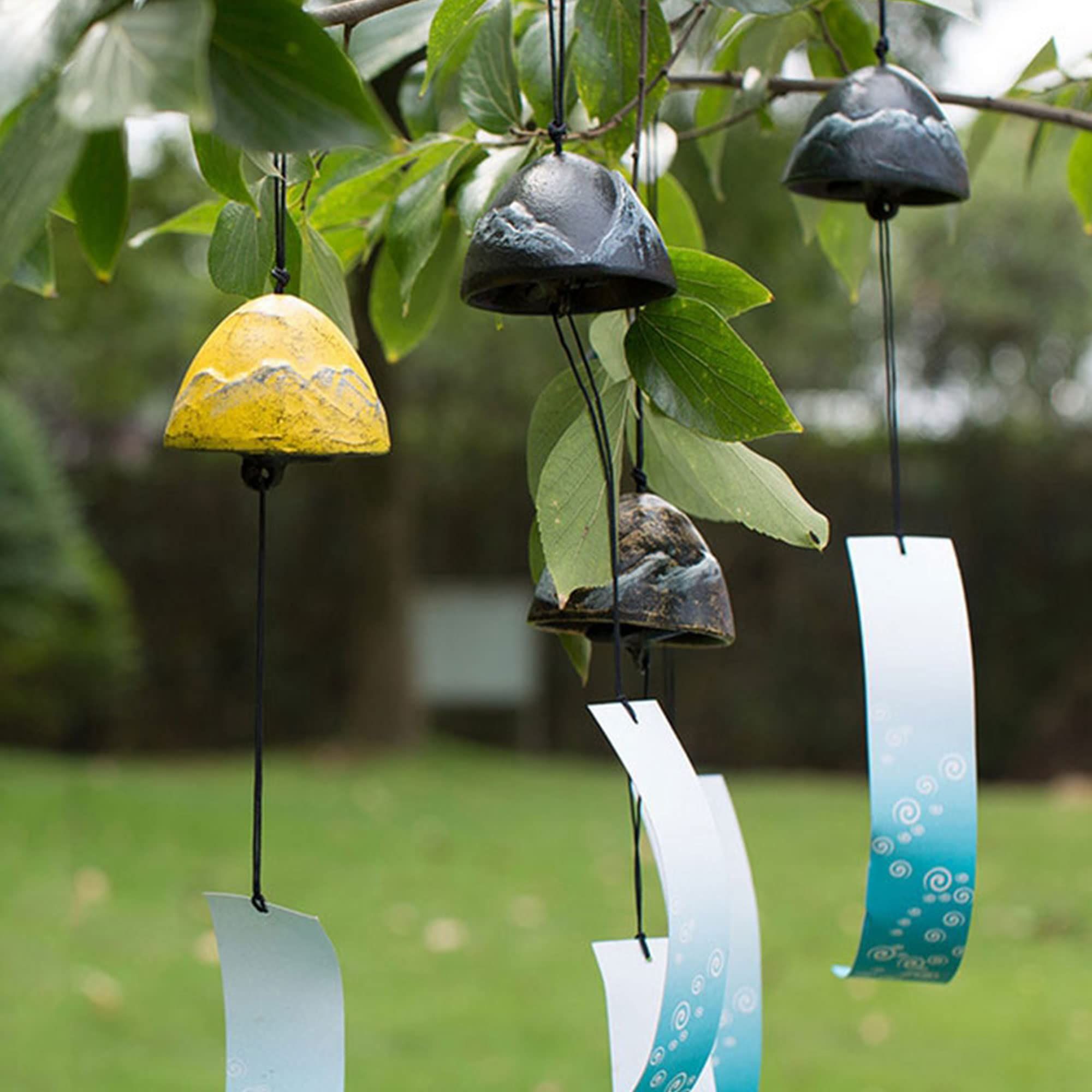 Windchimes Set of 3, Cast Iron Japanese Mount Fuji Wind Chime, Garden Decoration Wind Bell for Outside Patio Hanging Decor — image 2
