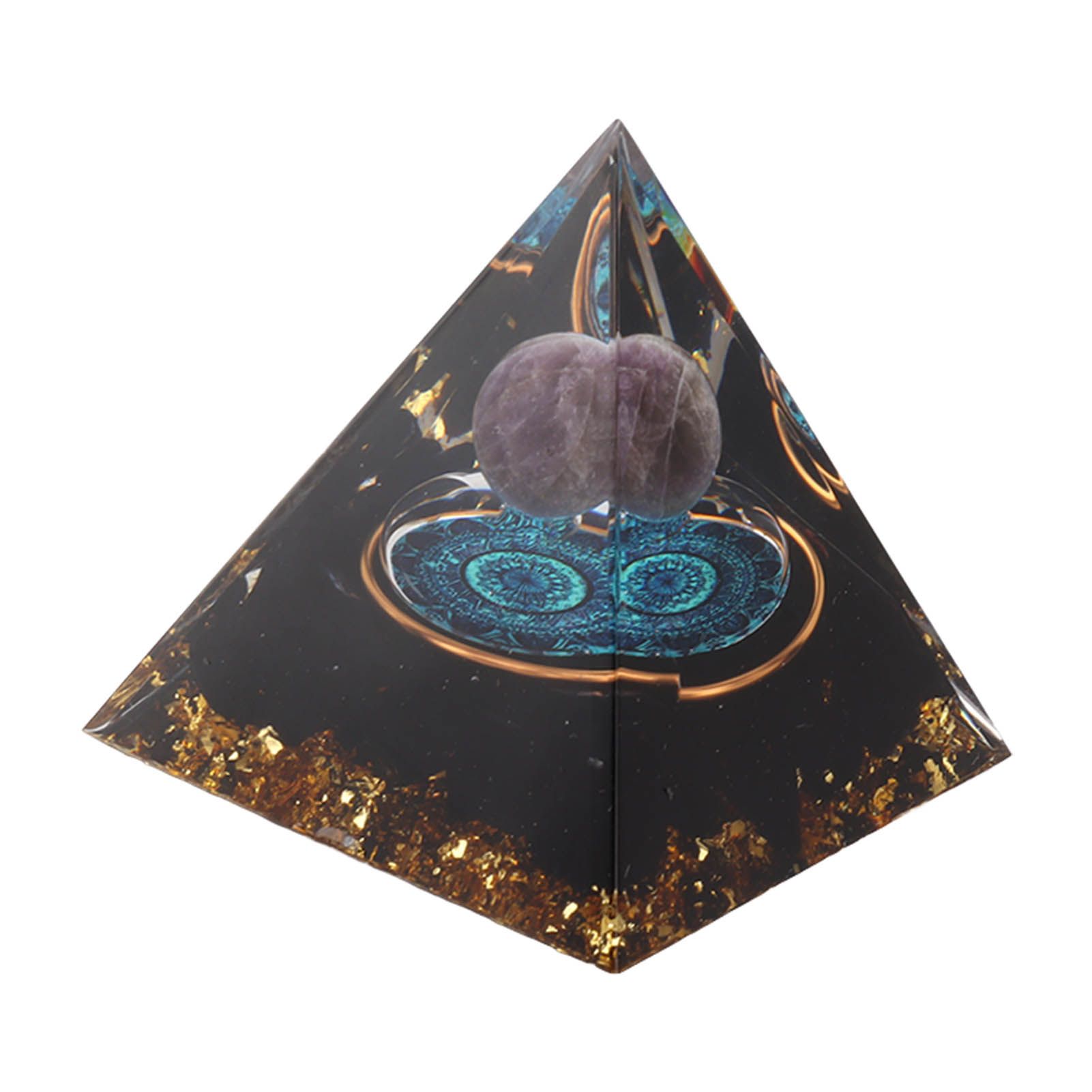 Crystal Epoxy Pyramid Decoration Hand Made 6cm Home Pyramid Desktop Ornament for Positive Energy — image 3