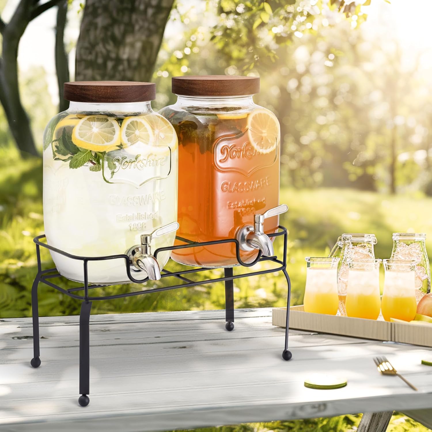 Glass Drink Dispenser for Parties, 1 Gallon Beverage Dispenser with Stand and Spigot Solid Stainless Steel, Used as Lemonade Dispenser Sun Tea Jar Kombucha โ image 6