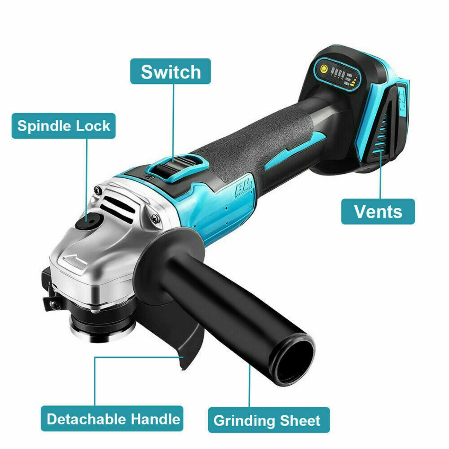 Brushless Cordless Angle Grinder With 2x Li-ion Battery Charger 125mm Combo Kit — image 4