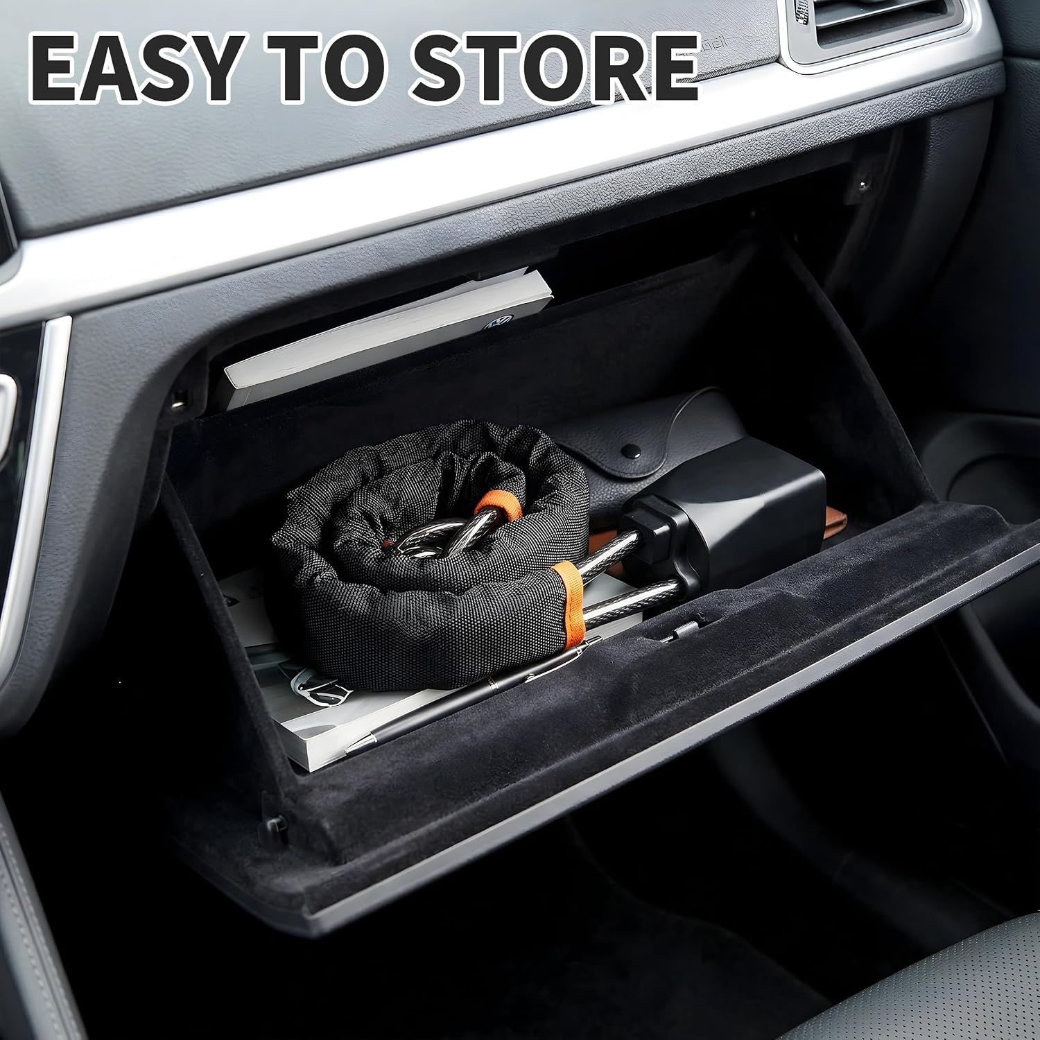 2 Set Red 28 Inch Car Steering Wheel Anti Theft Lock - Universal Steel Cable Anti Shear Seat Belt Lock with 3 Keys and Protective Sleeve, Waterproof and โ image 6