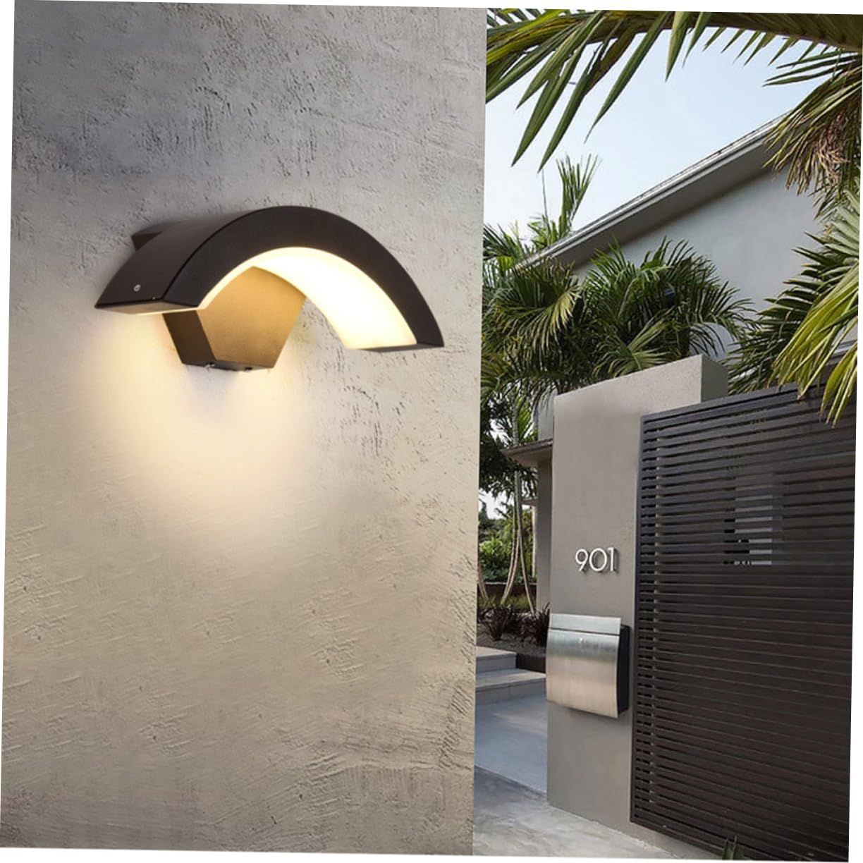 Outdoor Porch Light Up and Down Lights: 24W Modern Wall Sconce Arc Shape Outdoor Wall Lights for House Outdoor Wall Light Fixture — image 3
