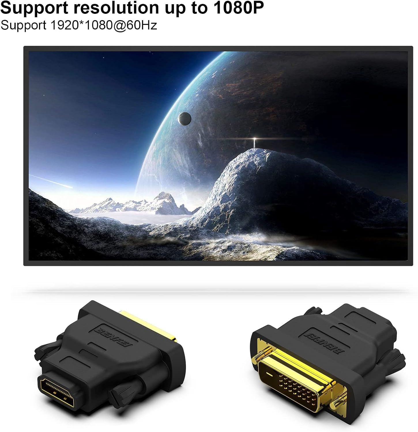 BENFEI DVI to HDMI, Bidirectional DVI to HDMI Male to Female 2 Pack โ image 4